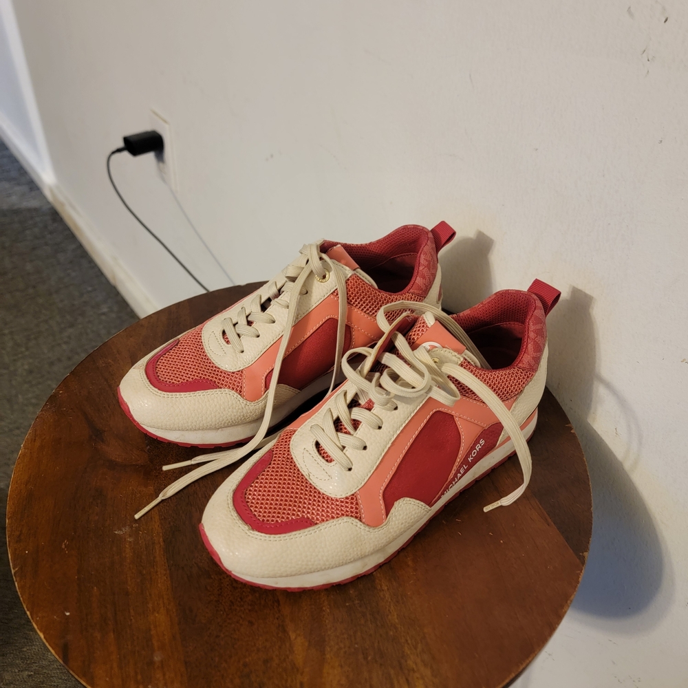 Michael Kors Red and Cream Women's Sneakers - Picture 1 of 4